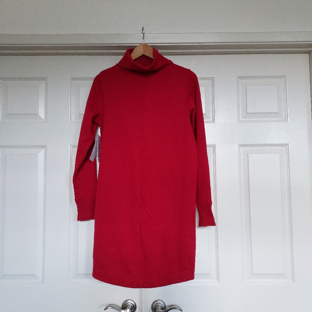 NWT Athleta Cozy Karma mock neck dress in fireengine red!  XS - Picture 10 of 13